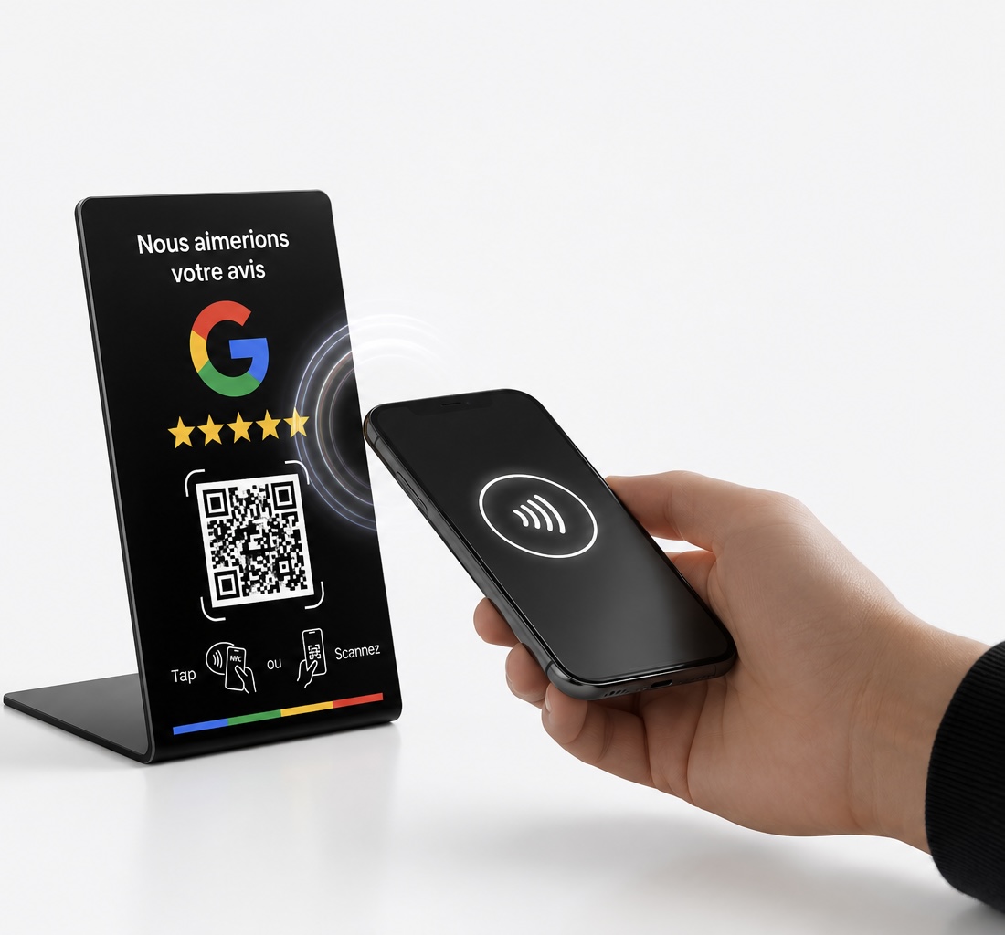 Un téléphone approché du support NFC Avis Flow